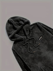 2-Piece Fluffy Men's Outfit Set: Casual Hooded Sweatshirt & Sweatpants Joggers for Winter Fall - Long Sleeve Pullover Hoodie and Soft Fleece Pants