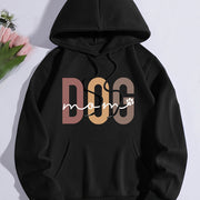 Dog Mom Print Hoodie, Casual Kangaroo Pocket Drawstring Hoodies Sweatshirt, Women's Clothing