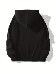 Cute Ghost & Letter Print Hoodie, Versatile Drawstring Kangaroo Pocket Hoodies Sweatshirt, Women's Clothing