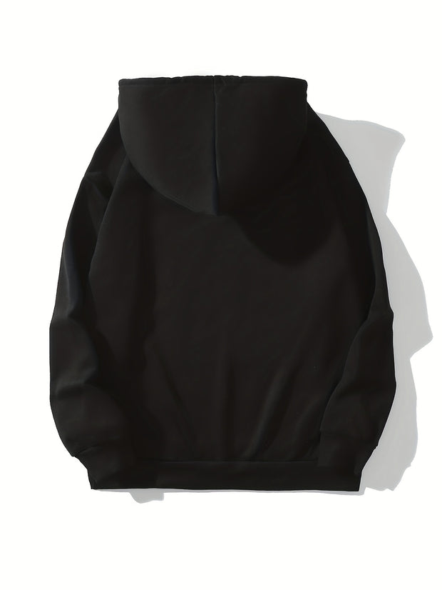 Cute Ghost & Letter Print Hoodie, Versatile Drawstring Kangaroo Pocket Hoodies Sweatshirt, Women's Clothing