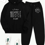 Women's Letter Print Two-piece Set - Long Sleeve Drawstring Hoodies Sweatshirt & Drawstring Jogger Sweatpants Outfits - Casual & Comfortable - For Women - Perfect for Loungewear, Sports & Everyday Wear - Great Gift for Teen G