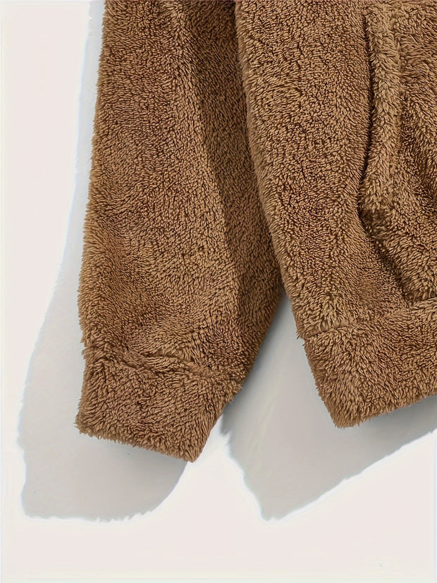 2-Piece Fluffy Men's Outfit Set: Casual Hooded Sweatshirt & Sweatpants Joggers for Winter Fall - Long Sleeve Pullover Hoodie and Soft Fleece Pants