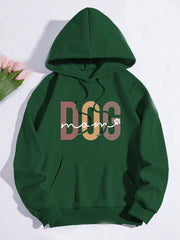 Dog Mom Print Hoodie, Casual Kangaroo Pocket Drawstring Hoodies Sweatshirt, Women's Clothing