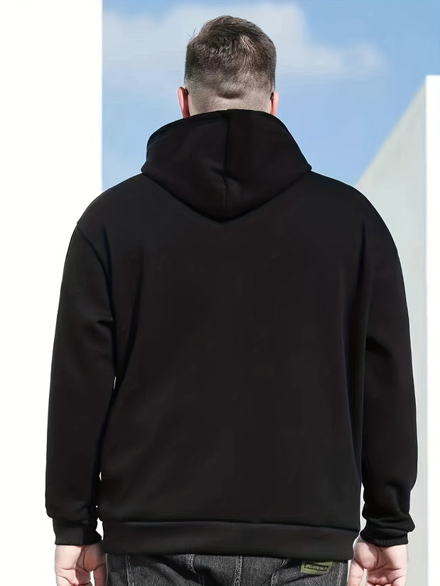 Autumn Winter Men's Hoodies, "Los Angeles" Print Oversized Hooded Sweatshirt For Males, Men's Clothing, Plus Size