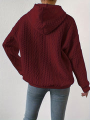 Solid Textured Drawstring Hoodies, Casual Long Sleeve Versatile Sweatshirt, Women's Clothing