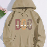 Dog Mom Print Hoodie, Casual Kangaroo Pocket Drawstring Hoodies Sweatshirt, Women's Clothing