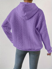 Solid Textured Drawstring Hoodies, Casual Long Sleeve Versatile Sweatshirt, Women's Clothing