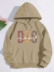 Dog Mom Print Hoodie, Casual Kangaroo Pocket Drawstring Hoodies Sweatshirt, Women's Clothing