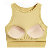 Casual Basic Sleeveless Crop Tops Femme Women Tank Top Round Neck Ribbed Tank Top With Bra