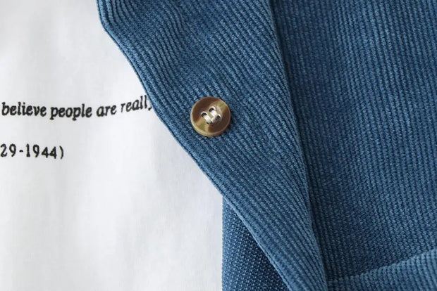 Corduroy Women Blouses Shirts Tunic Womens Tops And Blouses 2024 Womenswear Long Sleeve Clothing Button Up Down Loose White New