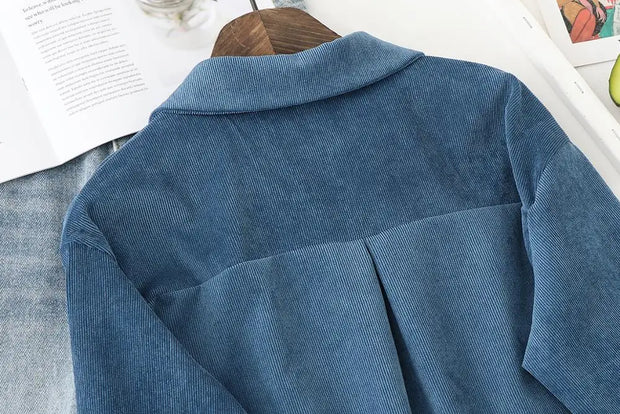 Corduroy Women Blouses Shirts Tunic Womens Tops And Blouses 2024 Womenswear Long Sleeve Clothing Button Up Down Loose White New