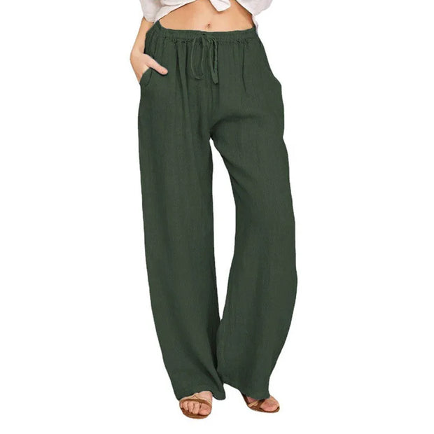 Pajama Pants Women Fashion Premium Lazy Style Casual Pants Loose Trend Straight Wide Leg Long Pants Solid Color Lounge Pants
