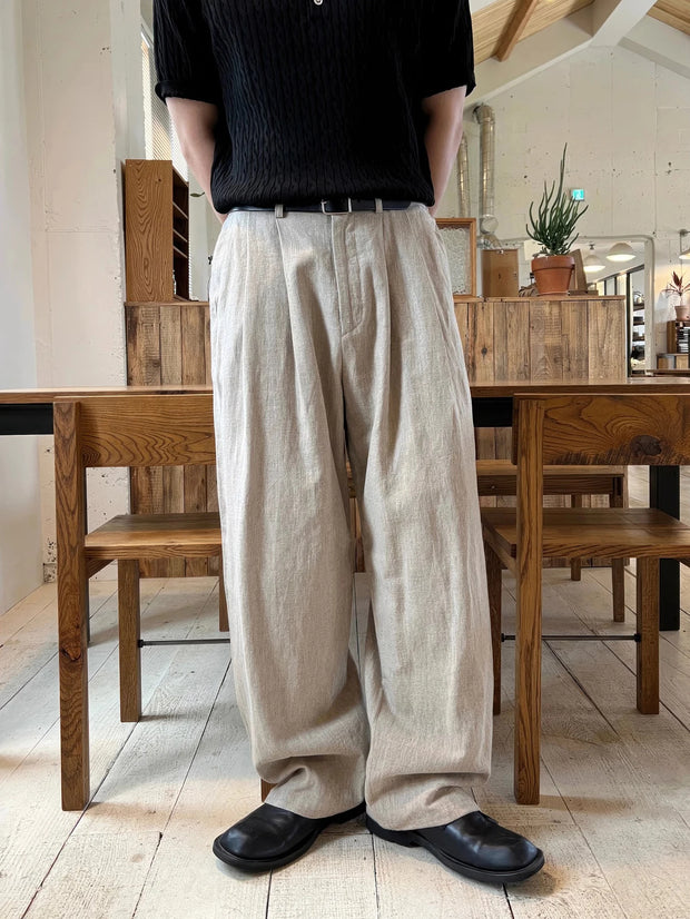 Men's Casual Linen Work Pants Loose Wide Leg Double Pleat Cotton Linen Western Trousers Trendy Long Pants Youth Vitali Sle