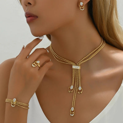 Geometric Jewelry Set Alloy Women's Fresh Sweet Necklace Charm Jewelrys