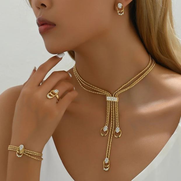 Geometric Jewelry Set Alloy Women's Fresh Sweet Necklace Charm Jewelrys