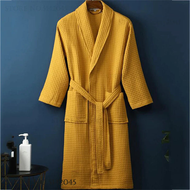 New Cotton Waffle Kimono Bathrobe Gown Yukata Adult Couple Sleepwear Robe Lounge Wear Loose Casual Home Dress Negligee Pajama