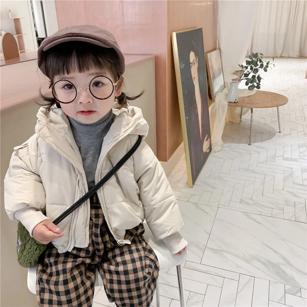 2023 Winter Clothing Children'S Coat Cotton Clothes Korean Boys And Girls Thick Windbreaker Hooded Jacket Warm Cartoon Jacket
