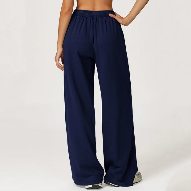 Hearuisavy Athletic Lounge Pants High-Waist Wide Leg Straight Leg Trousers Female Fall Winter Outdoor Running Joggers Sweatpants