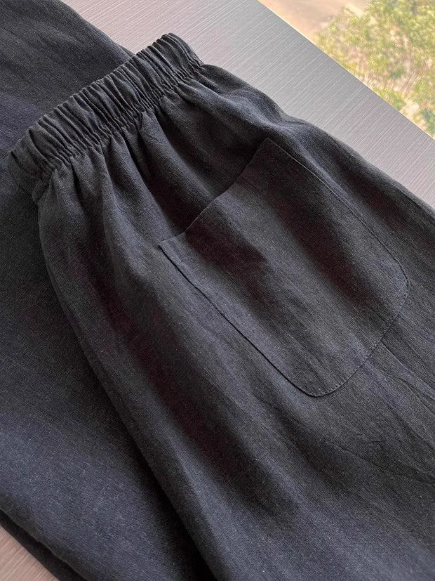 Linen Wide-leg Pants Loose Lazy High-waisted Casual Pants Women's Summer 2025 Unique Super Good-looking Pants Straight