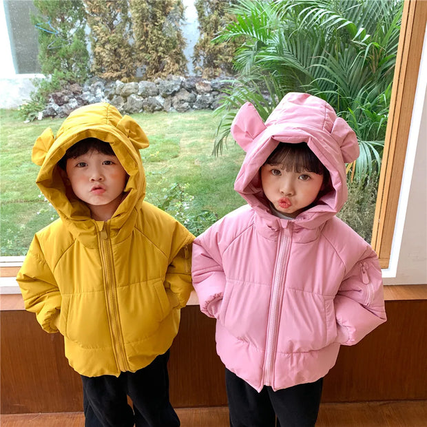 2023 Winter Clothing Children'S Coat Cotton Clothes Korean Boys And Girls Thick Windbreaker Hooded Jacket Warm Cartoon Jacket