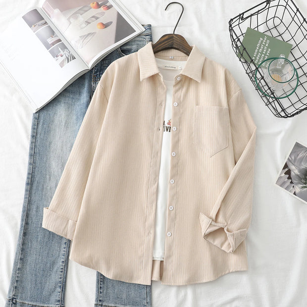 Corduroy Women Blouses Shirts Tunic Womens Tops And Blouses 2024 Womenswear Long Sleeve Clothing Button Up Down Loose White New
