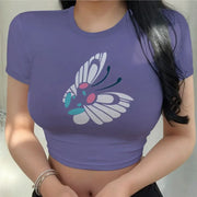 Crop Top 2025 Pikachu T-shirts T-shirt Woman Clothing Summer Fashion O Neck Girls New Y2k Tops Kawaii Short Sleeve Tee Pikachu