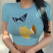 Crop Top 2025 Pikachu T-shirts T-shirt Woman Clothing Summer Fashion O Neck Girls New Y2k Tops Kawaii Short Sleeve Tee Pikachu