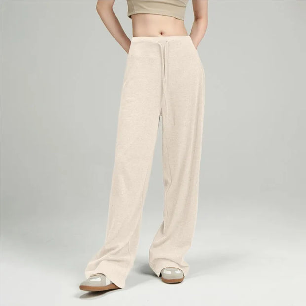 2025 Loose Pants Simple Style Pantalones Woman Clothing Solid Color Pantalon Femmes Knitted All-match Casual Commuting Homewear