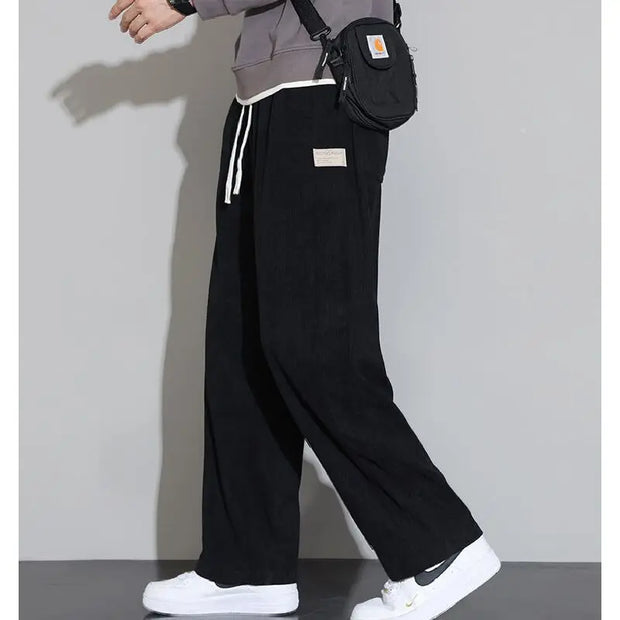 Corduroy Pants for Men 2025 Casual Wide Leg Trousers Soft Loose Fit Straight Pants Men Autumn Lounge Corduroy Trousers