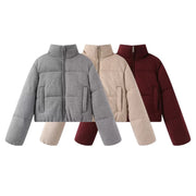 women's clothing 2025 new simple basic versatile stand-up collar loose bread coat casual cotton coat