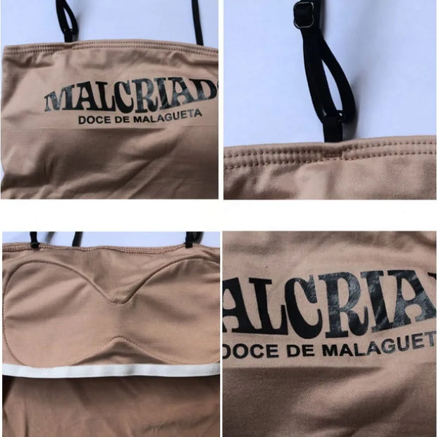 Sexy Crop Tops Women Summer Shirring Sleeveless Slim Camis Tops Bodycon with Chest Pad letter Fashion Casual Soft Tops Female