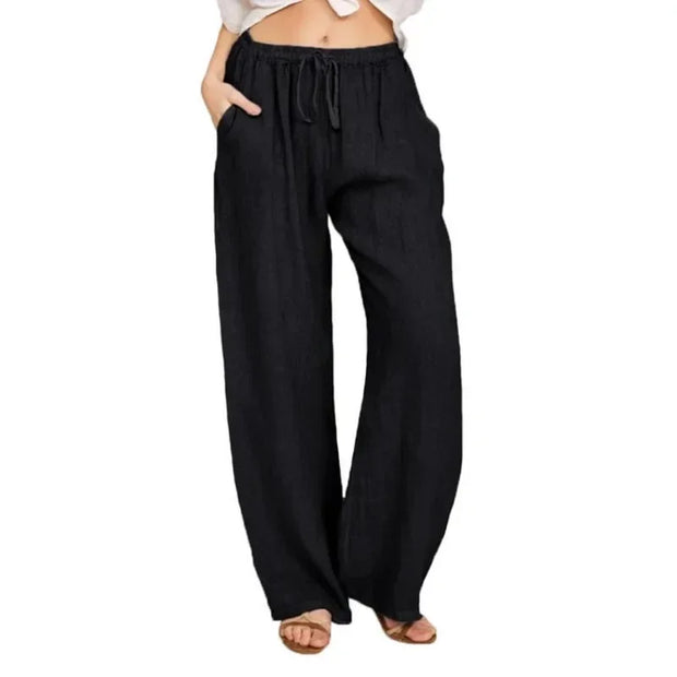 Pajama Pants Women Fashion Premium Lazy Style Casual Pants Loose Trend Straight Wide Leg Long Pants Solid Color Lounge Pants