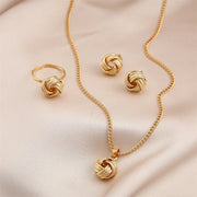 3 Pcs Round Pearl Jewelry Set Of Earring Pendant Necklace For Women Exquisite Fashion Rhinestone Double Wedding Jewelry Set Gift