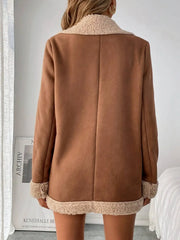 Women's Clothing Single-Breasted Jackets Women's Vintage Lapel Full Sleeve Pocket Jacket Autumn Winter New Lady Casual Outwear