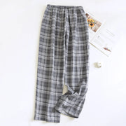 100% Cotton Plaid Pajama Pants for Men Unisex Sleep Bottoms with Elastic Waist Drawstring Lounge Pants Casual Loose Home Wear