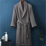 New Cotton Waffle Kimono Bathrobe Gown Yukata Adult Couple Sleepwear Robe Lounge Wear Loose Casual Home Dress Negligee Pajama