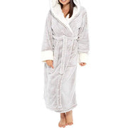 Loungewear  Trendy Plus Size Tight Waist Autumn Winter Bathrobe Soft Women Nightgown Plush   for Home