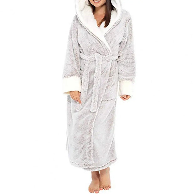 Loungewear  Trendy Plus Size Tight Waist Autumn Winter Bathrobe Soft Women Nightgown Plush   for Home