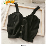 Heliar Women Knitted Crop Tops Y2K Cute Button Up V-Neck Sleeveless Straps Tops Sexy Crop Tops For Women 2025 Summer