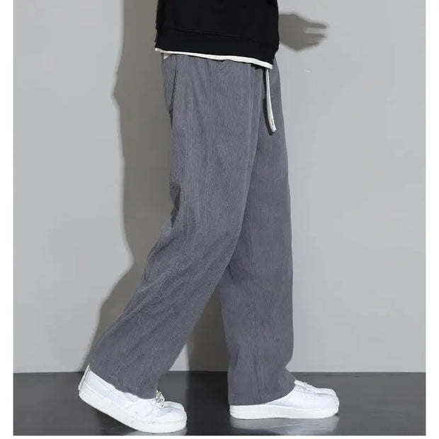 Corduroy Pants for Men 2025 Casual Wide Leg Trousers Soft Loose Fit Straight Pants Men Autumn Lounge Corduroy Trousers
