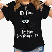 Women Clothes Cat It's Fine I'm Fine Everything Is Fine Print T-shirts Summer Casual  Fashion Personalized Woman Clothing