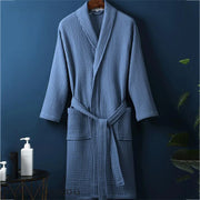 New Cotton Waffle Kimono Bathrobe Gown Yukata Adult Couple Sleepwear Robe Lounge Wear Loose Casual Home Dress Negligee Pajama