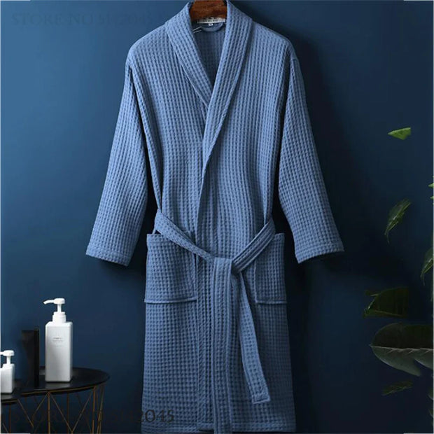 New Cotton Waffle Kimono Bathrobe Gown Yukata Adult Couple Sleepwear Robe Lounge Wear Loose Casual Home Dress Negligee Pajama