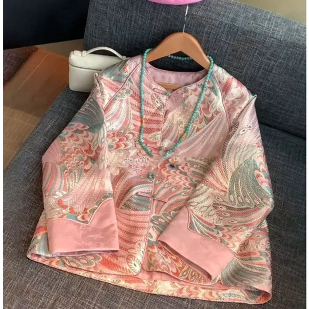 New Chinese Women Clothing National Style Heavy Industry Jacquard Embroidered Jacket Light Luxury High-end Old Money Style Coat