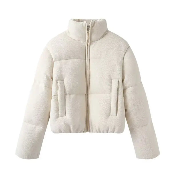 women's clothing 2025 new simple basic versatile stand-up collar loose bread coat casual cotton coat