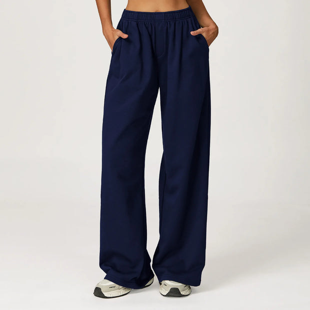 Hearuisavy Athletic Lounge Pants High-Waist Wide Leg Straight Leg Trousers Female Fall Winter Outdoor Running Joggers Sweatpants