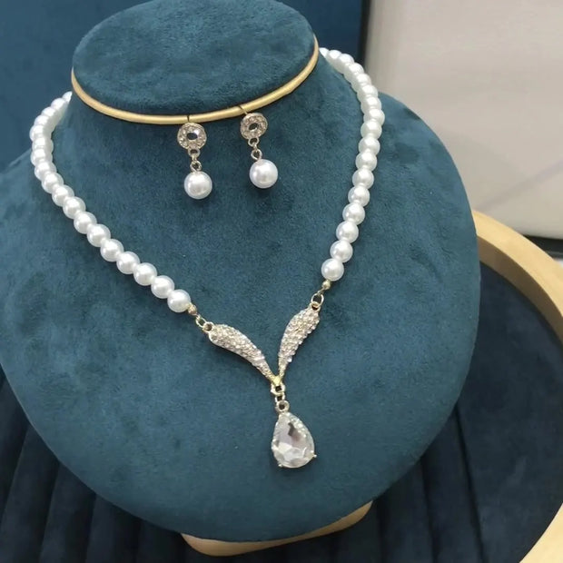 3 Pieces Of Women's Wedding Accessori, Earrings, Necklaces,  Bridal Jewelry Sets, Banquet And Party Accessories