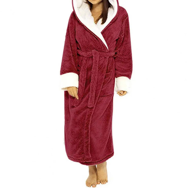 Loungewear  Trendy Plus Size Tight Waist Autumn Winter Bathrobe Soft Women Nightgown Plush   for Home