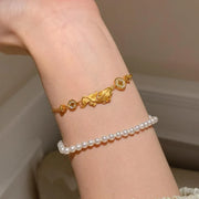 Vintage antique gold craftsm brushed luxury fish koi necklace bracelet diamond inlay exquisite high-quality jewelry sets