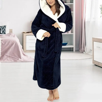 Loungewear  Trendy Plus Size Tight Waist Autumn Winter Bathrobe Soft Women Nightgown Plush   for Home